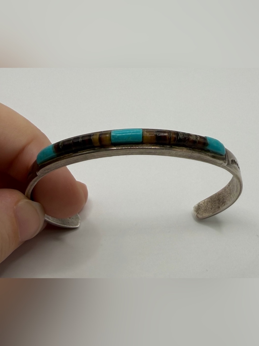 Vintage Navajo Multistone Turquoise Sterling Silver 925 Cuff Bracelet